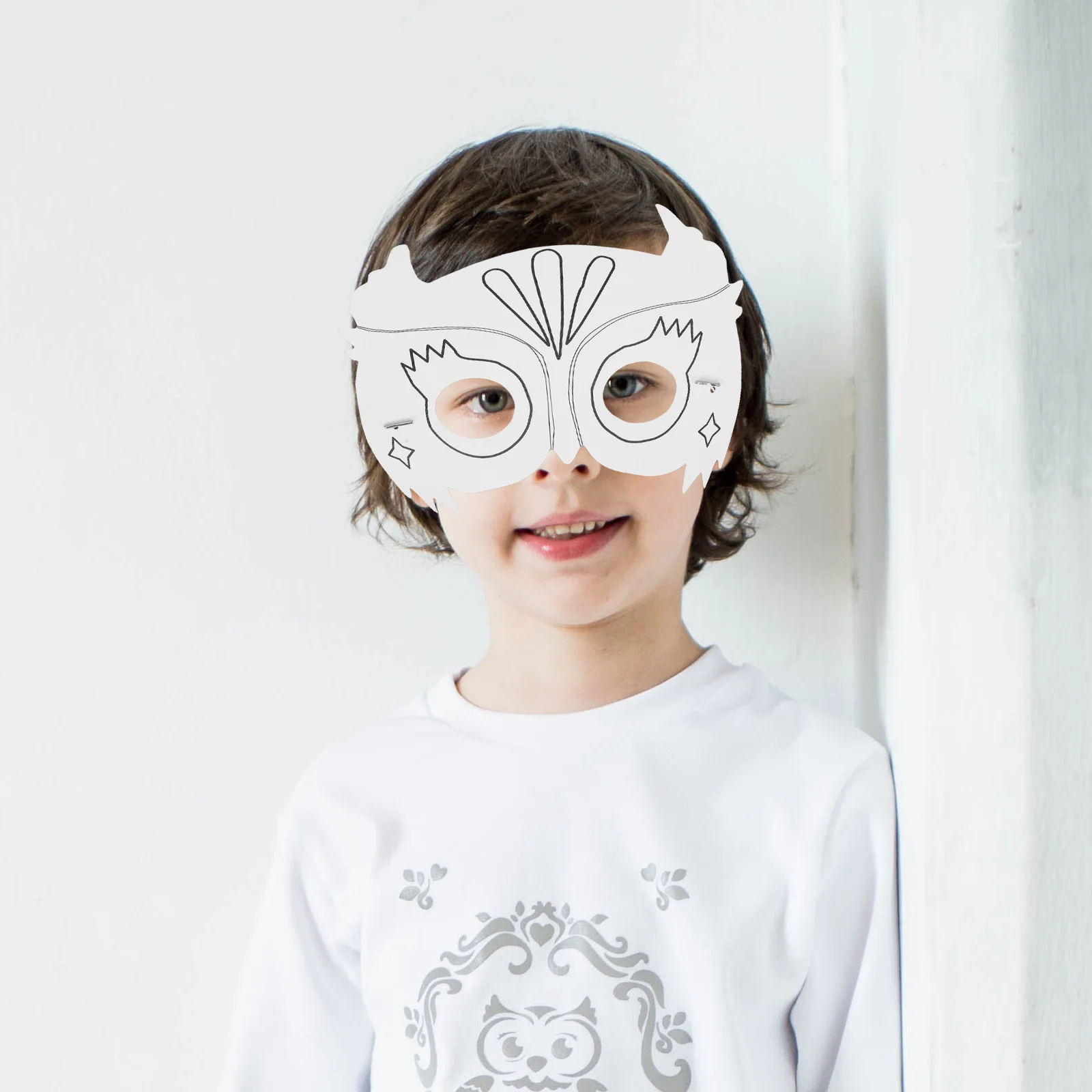 

10pcs Graffiti Mask Blank Owl Shaped Diy White Paper Mask Unpainted Masquerade Masks Kids Craft Safe Materials