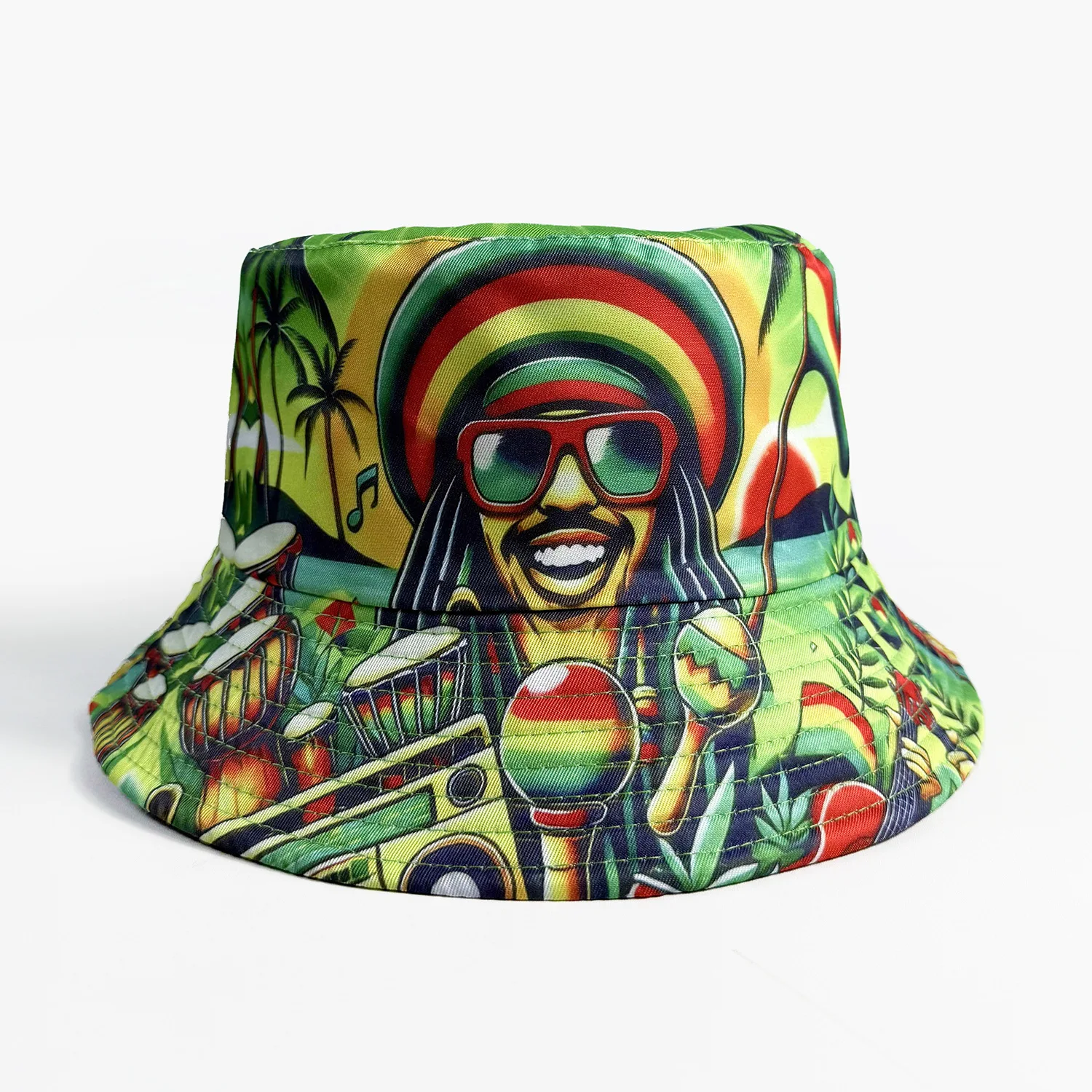 Cartoon Youthful Cool music singer Double-sided wear fisherman hat Outdoor Leisure Sunscreen Sun Hat Men Women bucket hats
