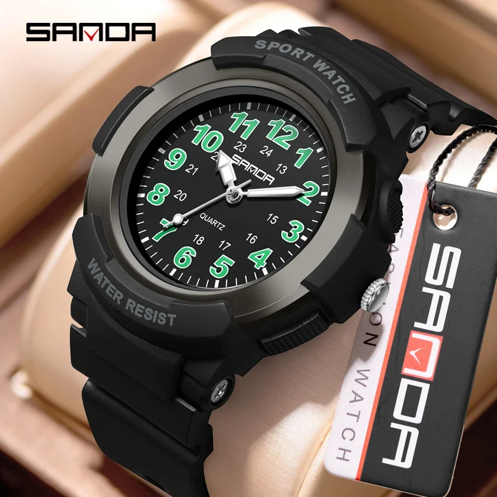 SANDA 6308 Fashion Quartz Watch Men's and Women's Simple Large Dial 3ATM Waterproof Lightweight Luminous Display Student Watch