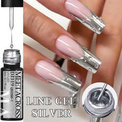 MEET ACROSS 5ml Sliver Metallic Liner Gel Nail Polish Super Bright Mirror Effect Painting Drawing Line Graffiti Stripe Nail Art