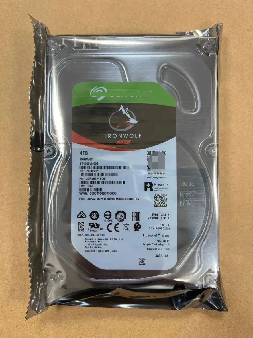 NEUE IronWolf 4TB ST4000VN008 5900RPM 64MB 3,5-Zoll SATA Interne Festplatte