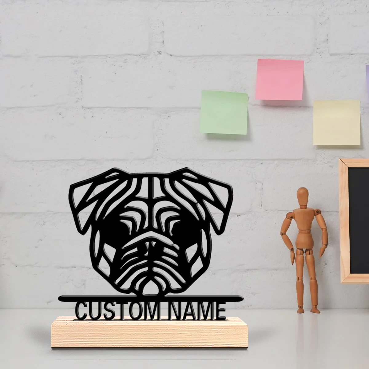 1 шт., романтические персонализированные металлические статуи собак, настольная скульптура с деревянной основой, подходит для любителей животных, Pet Comm