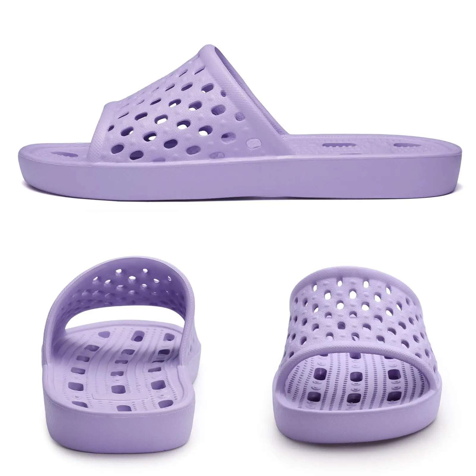 Shevalues Schnelltrocknende Damen-Duschpantoffeln, flache Slip-On-Hausschuhe, bequeme Badezimmer-Slides, rutschfeste Pool-Sandalen für den Fitnessbereich – Detail 13
