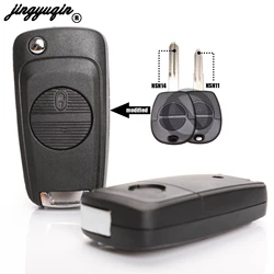 jingyuqin 2 Button Remote Modified Flip Folding Car Key Shell Fob For Nissan Micra Almera Primera X-Trail with Nsn11/nsn14 Blade