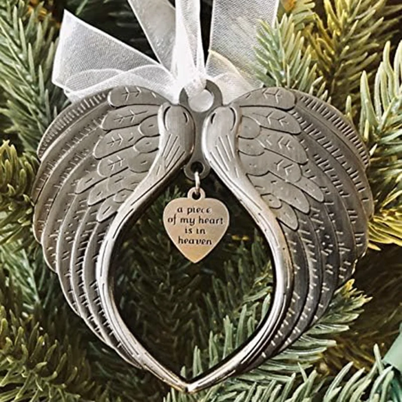 Christmas Ornaments Angel Wing A Piece Of Heart Is In Heaven Ornament For Christmas Tree Double Sided Memorial Ornament Durable