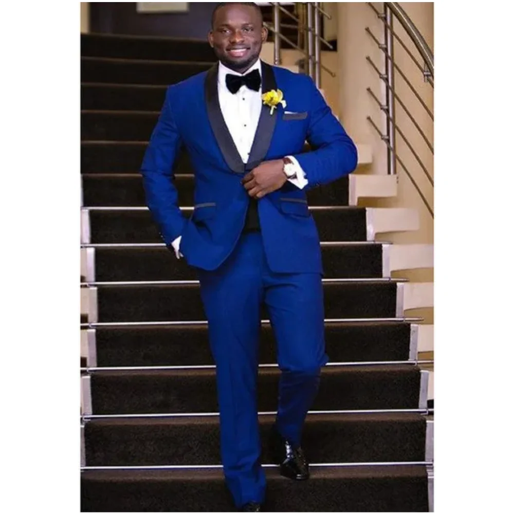 

Custom 3 Pieces Royal Blue Wedding Suits For Men Slim Fit Tuxedo Prom Groom Suit Party Business Prom Custom Made Suits