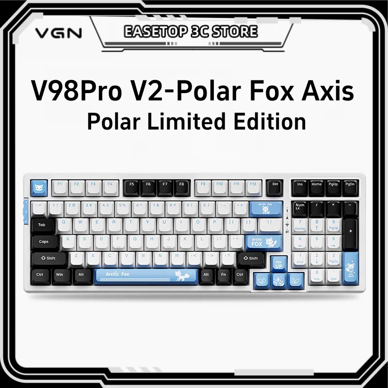 Vgn V98pro V2 Mechanical Keyboard 98 Bluetooth Wireless Tri-Mode Pbt Keycap Hot Swappable Rgb Backlit Office Gaming Keyboard