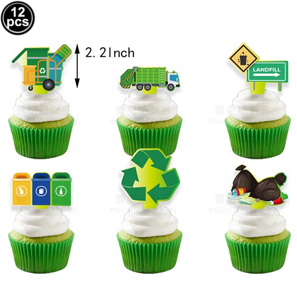 Garbage Truck Party Decor Happy Birthday Banner Balloon Cake Decor Disposable Tablecloth Trash Truck Themed Party Supplies