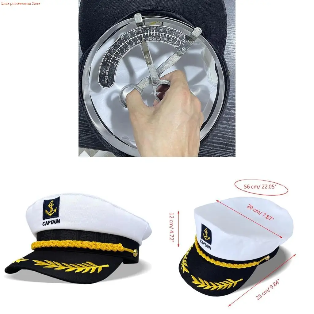 

F92D Captain Costume Hat Adjustable Marine For Boy Girl (White)
