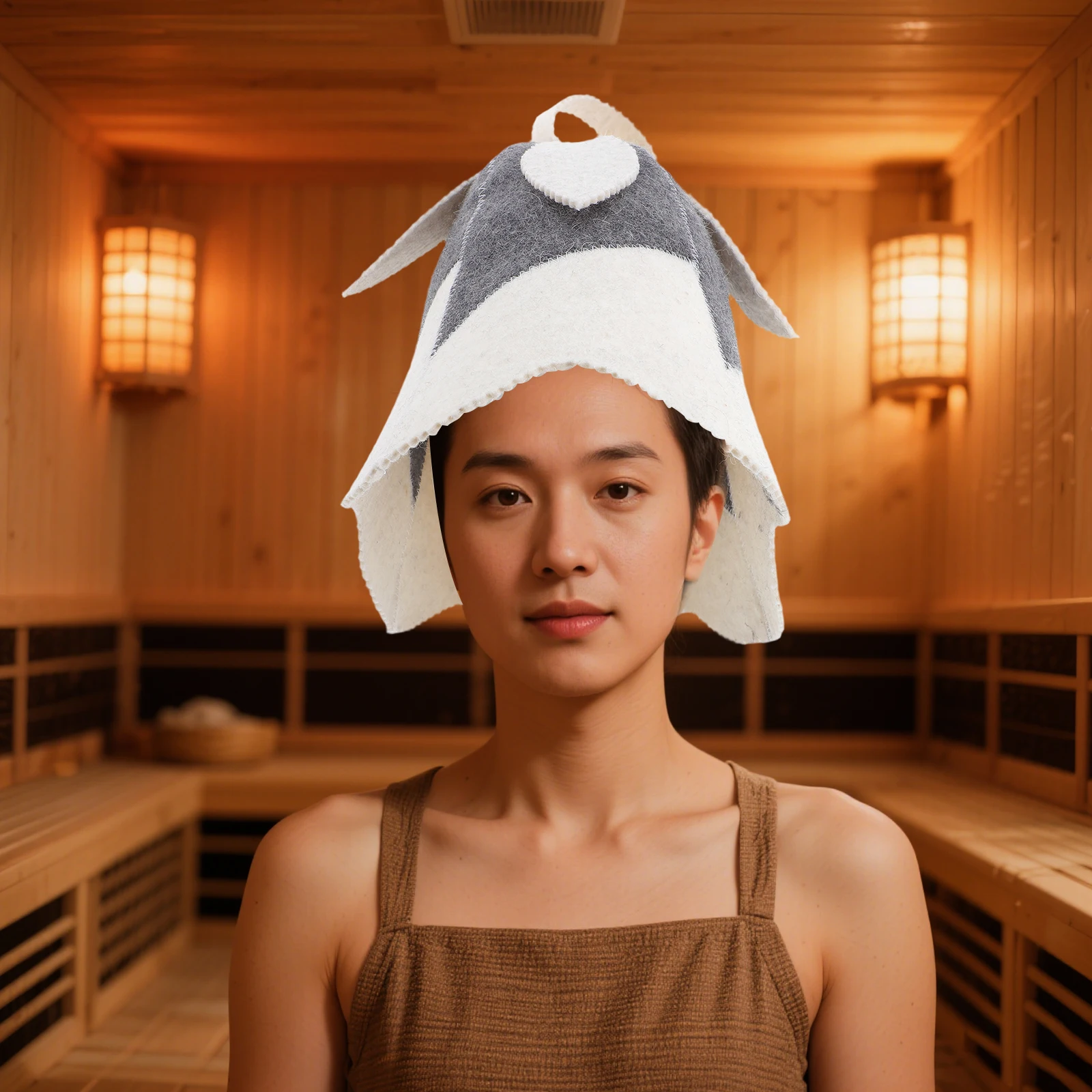 

Leaf Shape Soft Felt Sauna Hat Russian Style Bath Cap Protects Hair Absorbent Heat Insulation Sauna Accessories Men Women