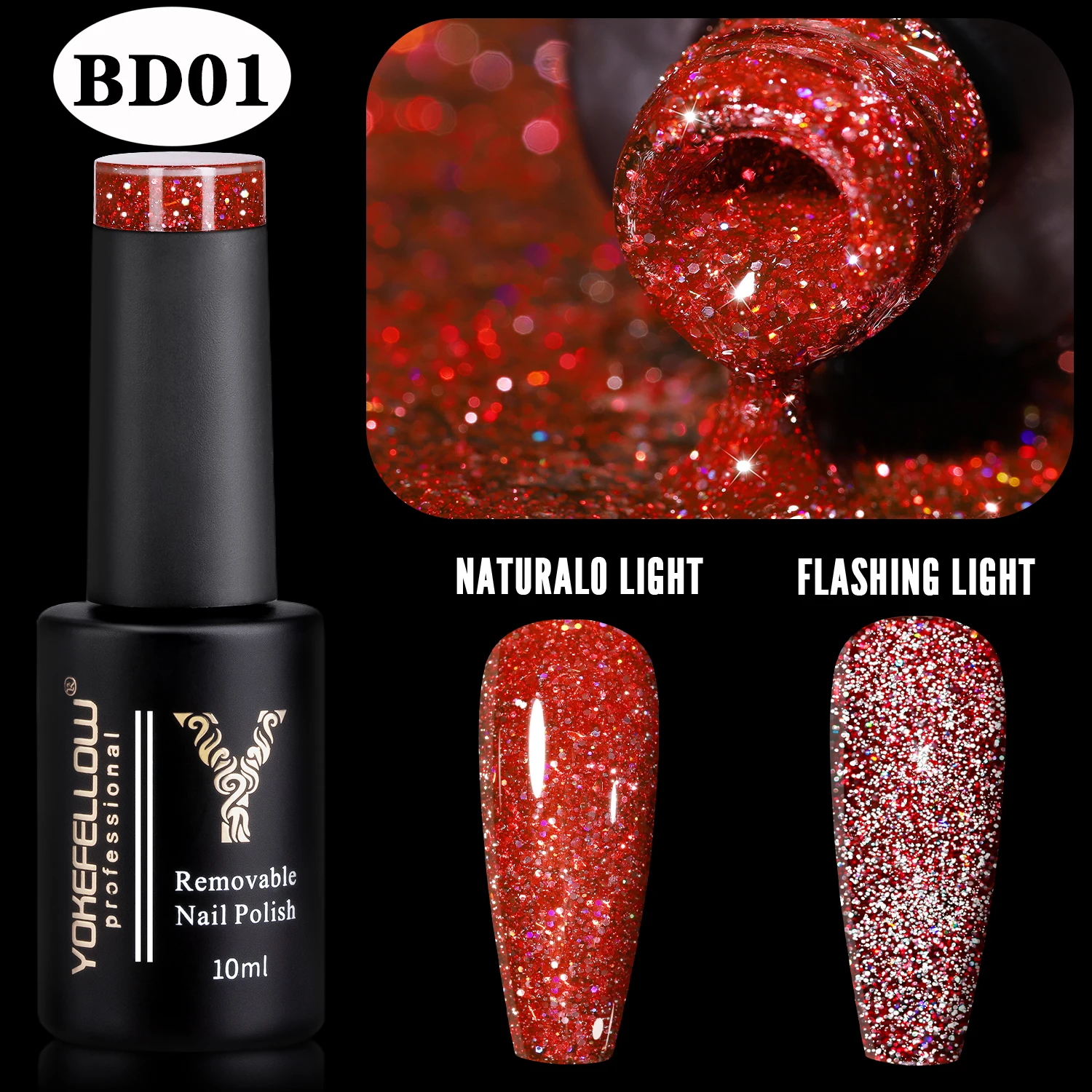 YOKEFELLOW Platinum Glitter Nagellak Sparkly Glanzende UV LED Losweken Rood Zilver Gel Polish Thuis DIY Manicure Nagelsalon Vernis