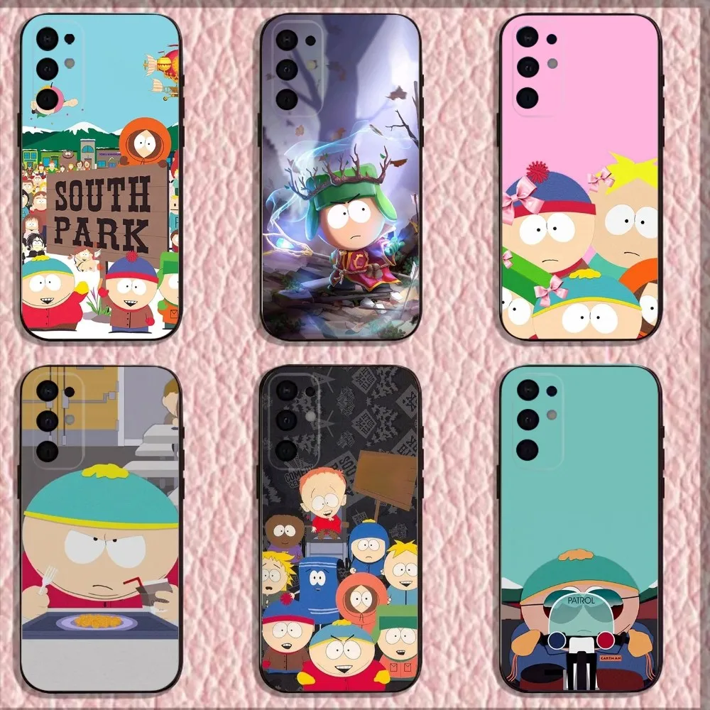 

Cartoon Funny S-South-P-Park Phone Case For Samsung S25,S24,S21,S22,S23,S30,Ultra,S20,Plus,Fe,Lite,Note,10,9,5G Black Cover