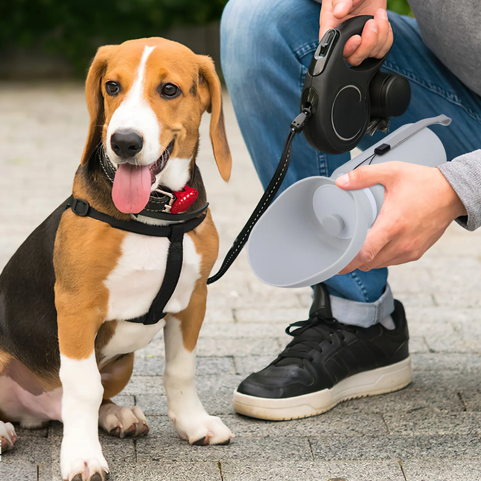 

550Ml Pet Water Dispenser Dog Water Bottle Portable Silicone Foldable Leakproof Push Button Spout for Outdoor Walking Travel