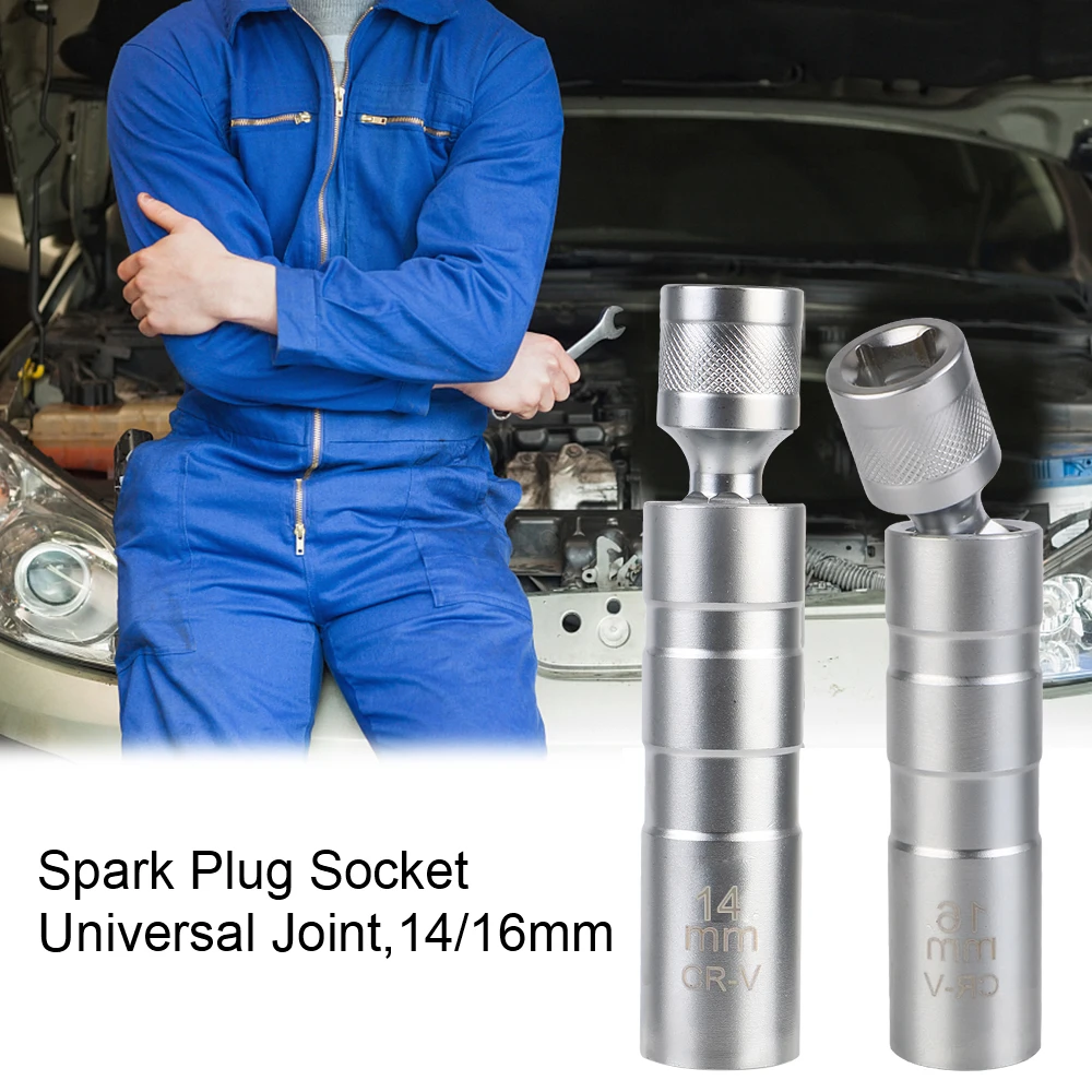 Thin Wall Spark Plug Socket With Magnetic Auto Repair Tool 14mm 16mm 12 Angle Flexible Socket Wrench Universal Joint