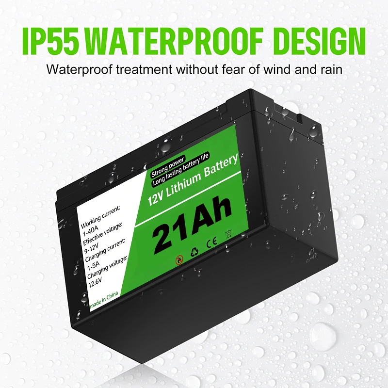 12V 21Ah Rechargeable Energy Storage Battery Built-in BMS For Solar Project RV Camping Marine Boat Off-Grid Household Power