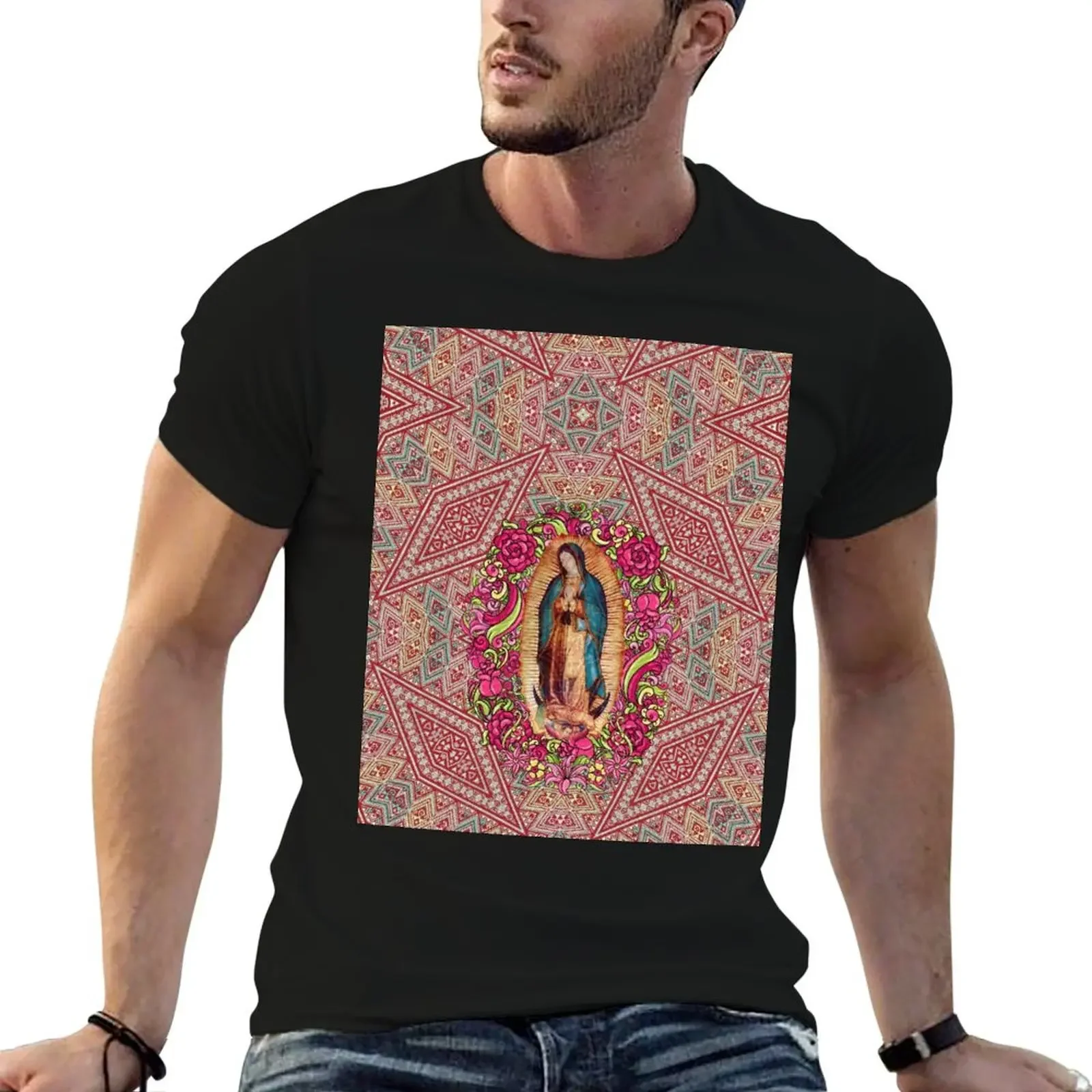 

Our Lady of Guadalupe Virgin Mary Mexican Virgin Mary T-Shirt Short sleeve tee mens champion t shirts