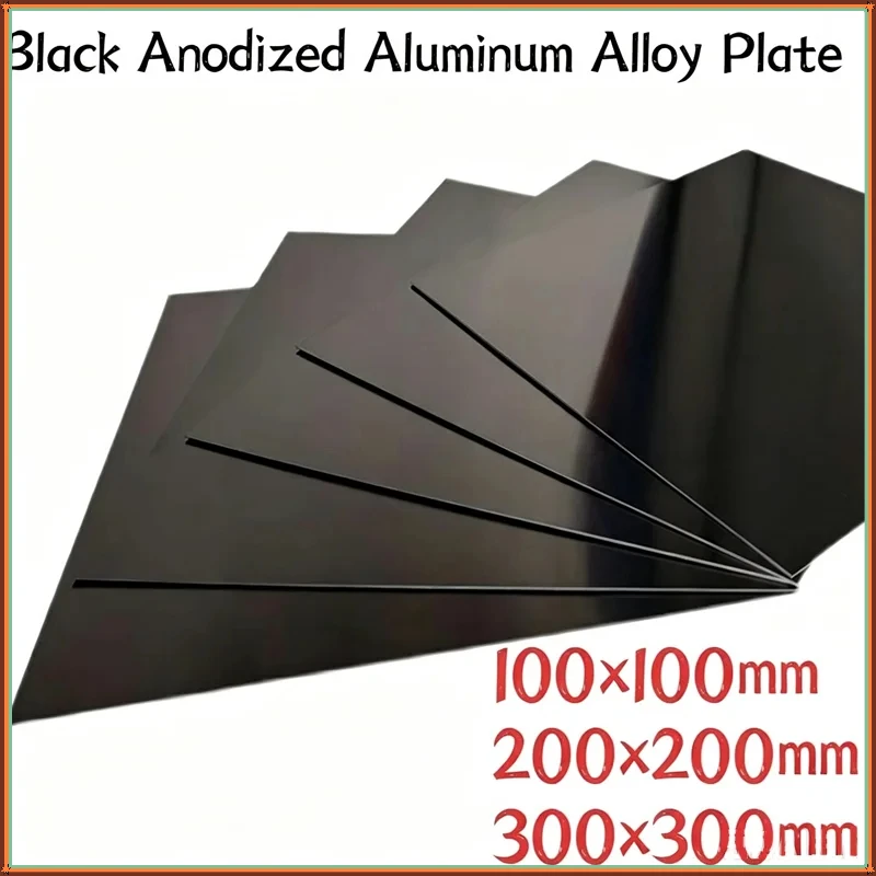 Black Anodized Aluminum Plate 0.5-2.0mm 100/200/300mm Square Aluminium Sheet for Craft & Industry