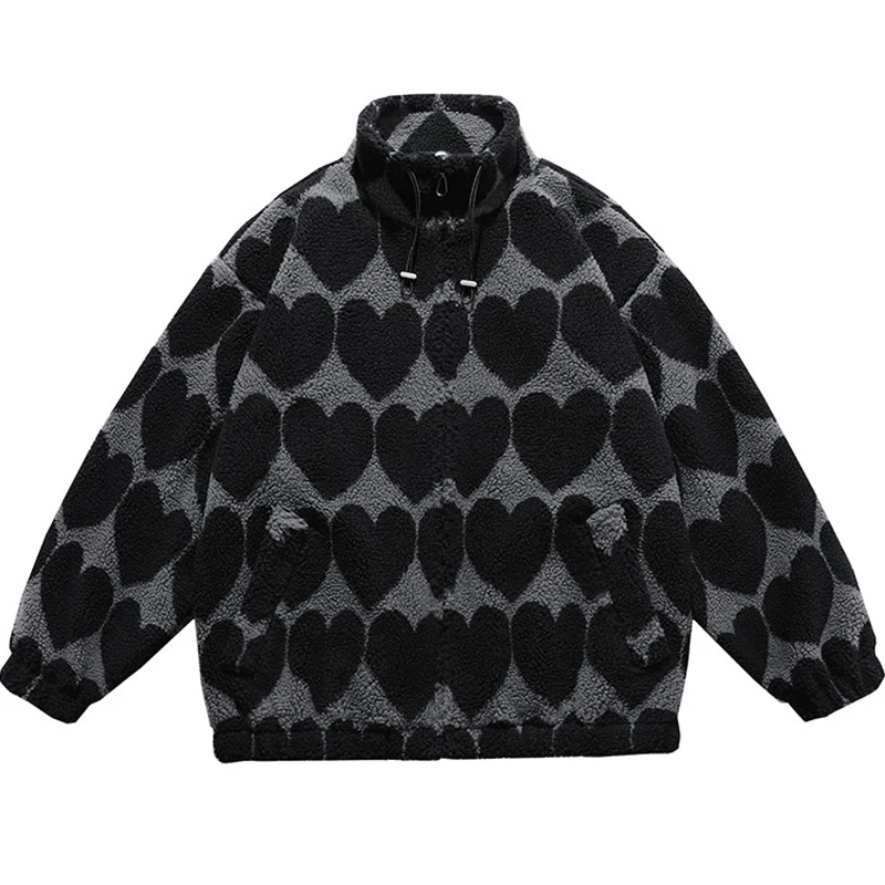 Winter Neue Lammwolle Parka Jacke Männer Mantel Mode Druck Streetwear Harajuku Oversize Verdickung Fleece Oberbekleidung M-XXL