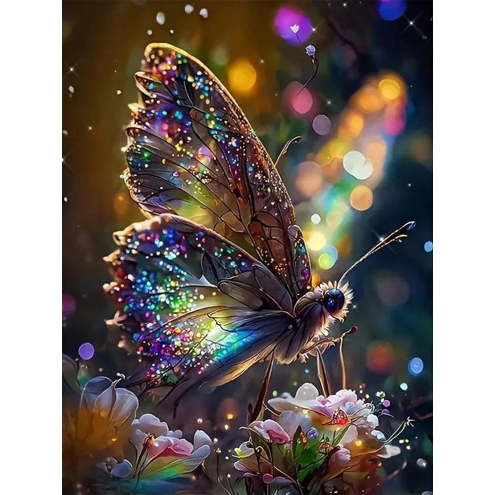 Juego de pintura de diamante de círculo completo DIY, fabricación de mosaicos con patrón de mariposa, adecuado como regalo de decoración de pared para el hogar para principiantes