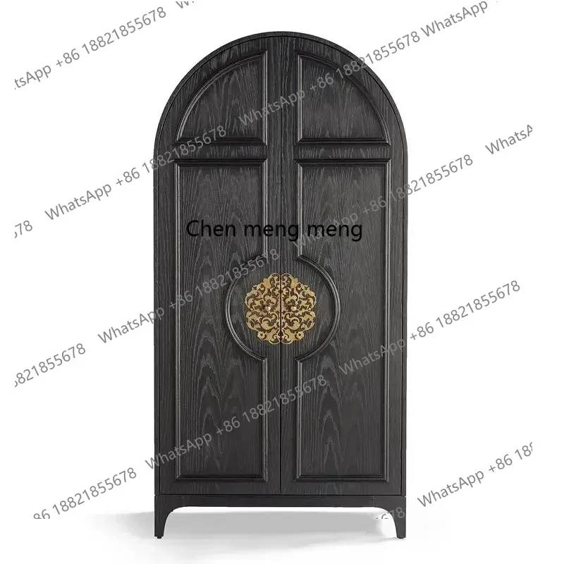

32 американский ретро черный арочный шкаф, французский шкафчик из цельного дерева, гостиная, крыльцо, декоративный шкаф, шкаф с двойной дверью