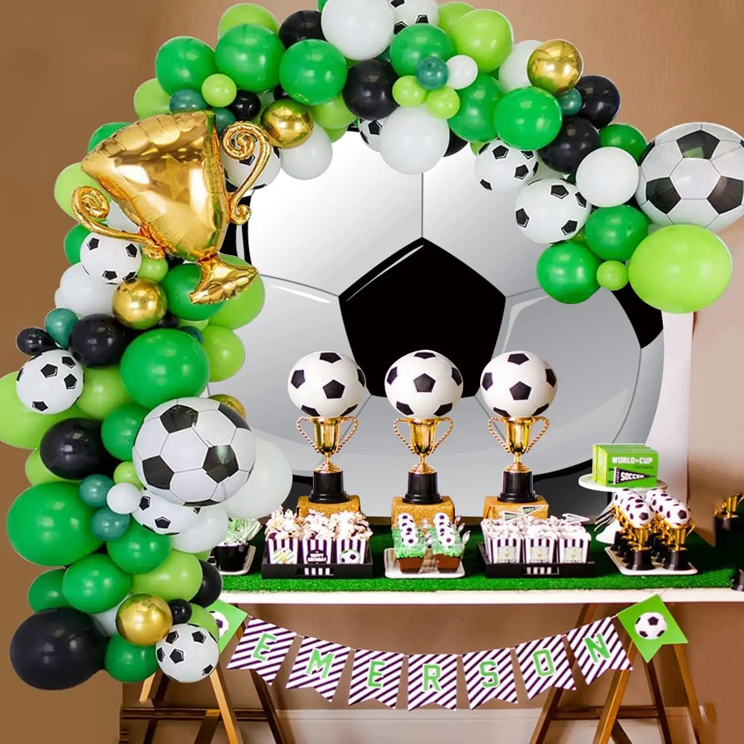 Football Birthday Party Round Backdrop Cover  Soccer Field Stadium Trophy Boy Baby Shower Circle Photography Background Decor