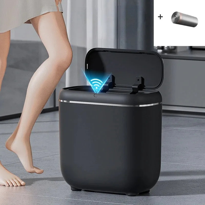 

Automatic Sensor Trash Can Electric Touchless Smart Bin Kitchen Bathroom, Waterproof Bucket, Garbage with Lid, Home Wasteba, 14L