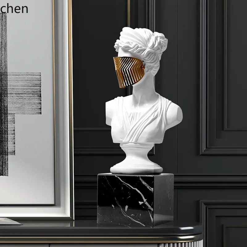 j-4  Classical Masked Portrait Sculpture Ornament Model Room Exhibition Hall Living Room Statue Art Decoration