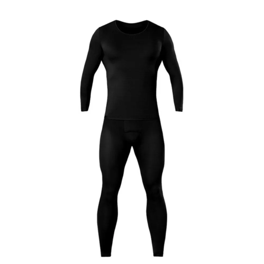 Tops and Pants Men Thermal Clothes Low Neck Ultra-thin Invisible Thermal Underwear Feel Heating Lingerie Warmth Long Pants