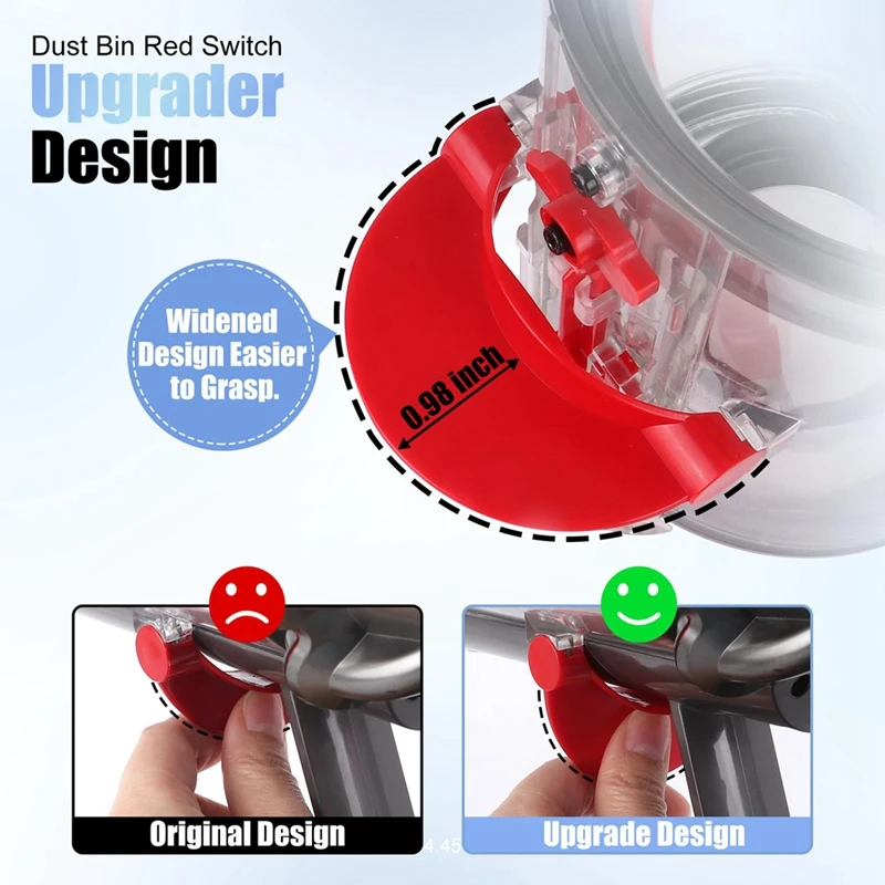 صندوق غبار ومرشح HEPA كما هو موضح من البلاستيك لديسون ، مكنسة كهربائية لاسلكية ، علبة ودلو ، V10 ، SV12