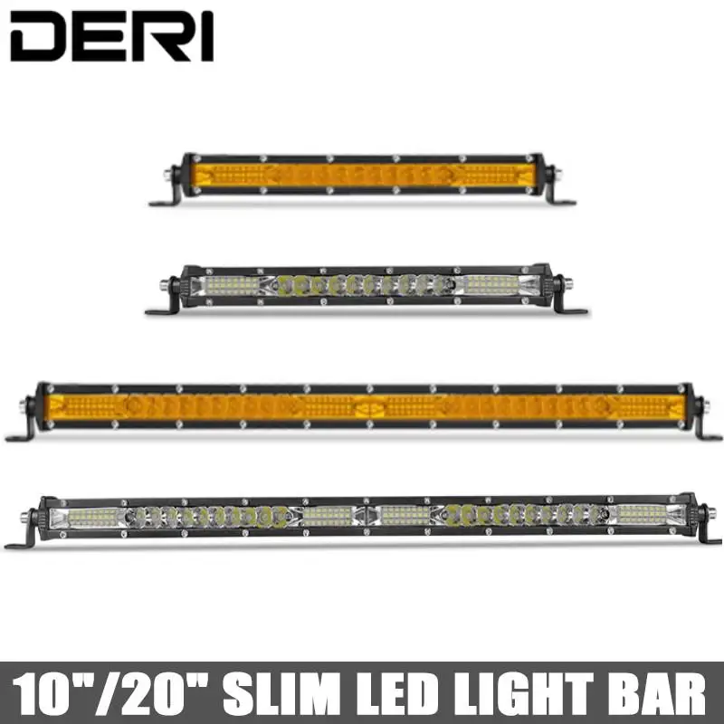 Ultra Slim LED Headlamp 10 Inch 20 Inch Light Bar White Yellow Work Fog Lamp Headlight Flood Spot Beam 78W 156W For Car Truck