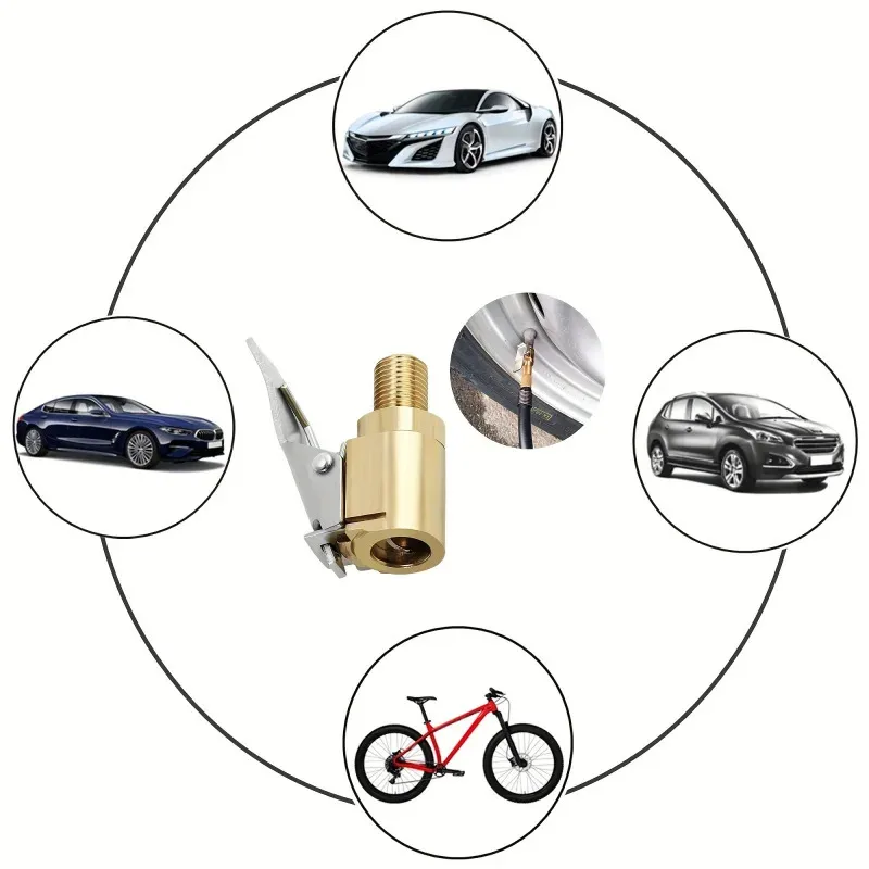 Brass Locking Nozzle Tire Air Chuck Clip Adapter - Automotive Grade for Efficient Inflation