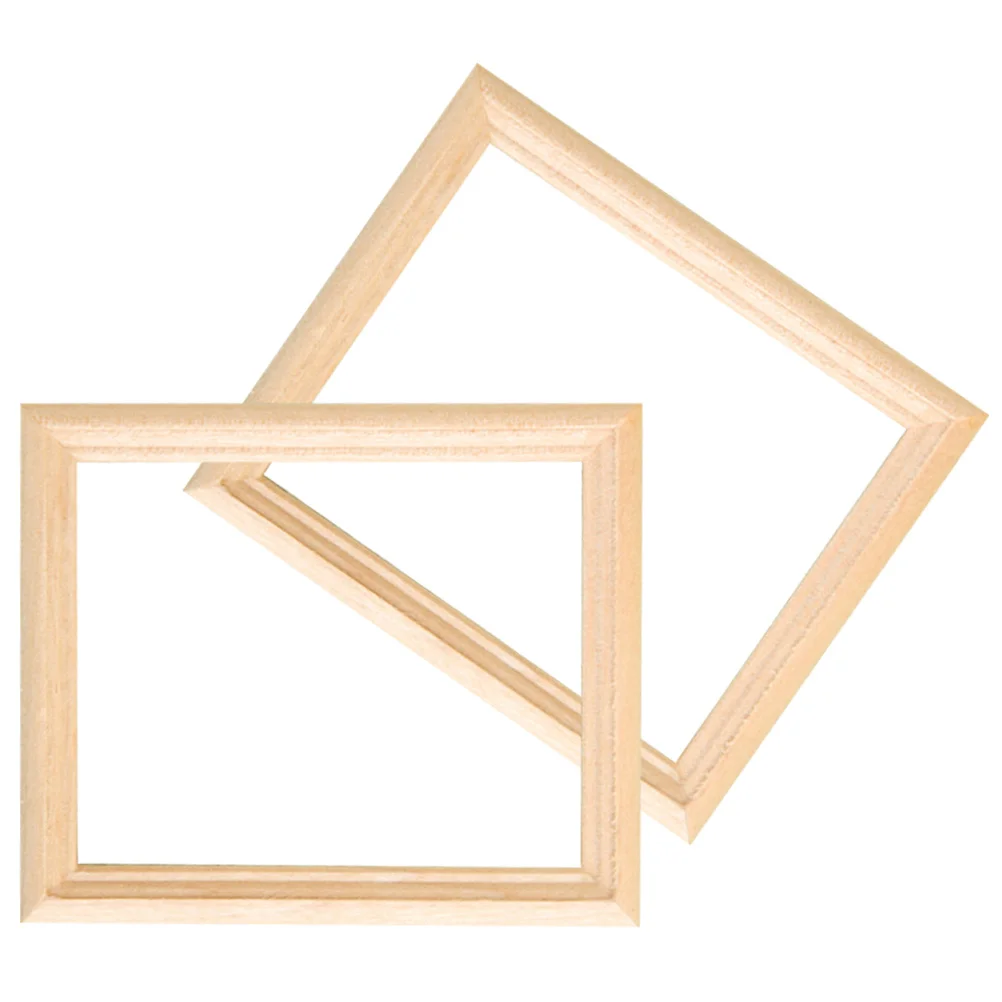 4 pçs mini molduras de madeira minúsculos molduras para mini casa ornamento diy artesanato micro moldura de foto casa