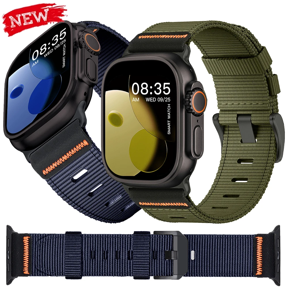 Nylonarmband für Apple Watch Armbänder Ultra 3 49mm 46mm 45mm 44/42/41/40mm Gürtelarmband Correa IWatch Series 11/10/9/8/7/6/SE Armband