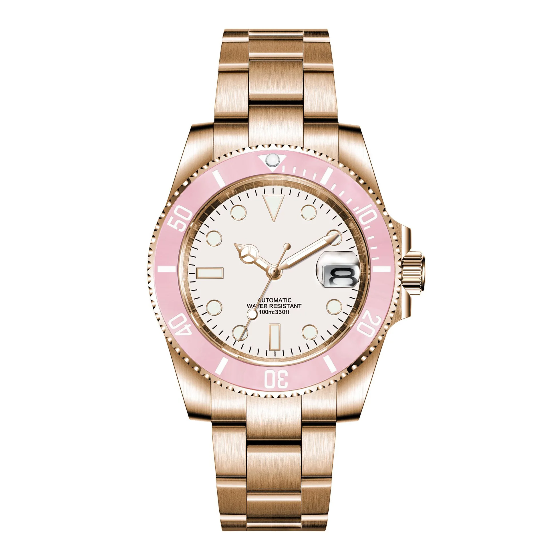 Ceramic ring rose gold automatic movement watch waterproof watch male mechanical watch