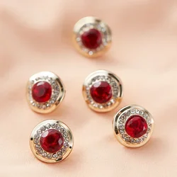 5pcs Fashionable Gemstone Buttons 11.5mm Small Luxurious Metal Shank Buttons Woman's Clothing Decorative Buttons