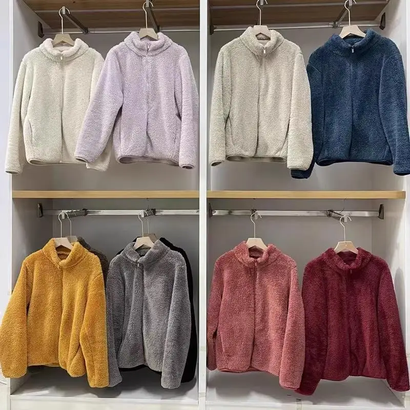 

Женское длинное пальто из кораллового флиса с бархатным эффектом на молнии E44975345979447037, прямого кроя, для повседневной носки