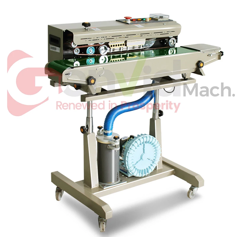 Nitrogen Gas Flushing Band Sealer Vertical Continuous Sealing Machine Plastic Pouch Sealer