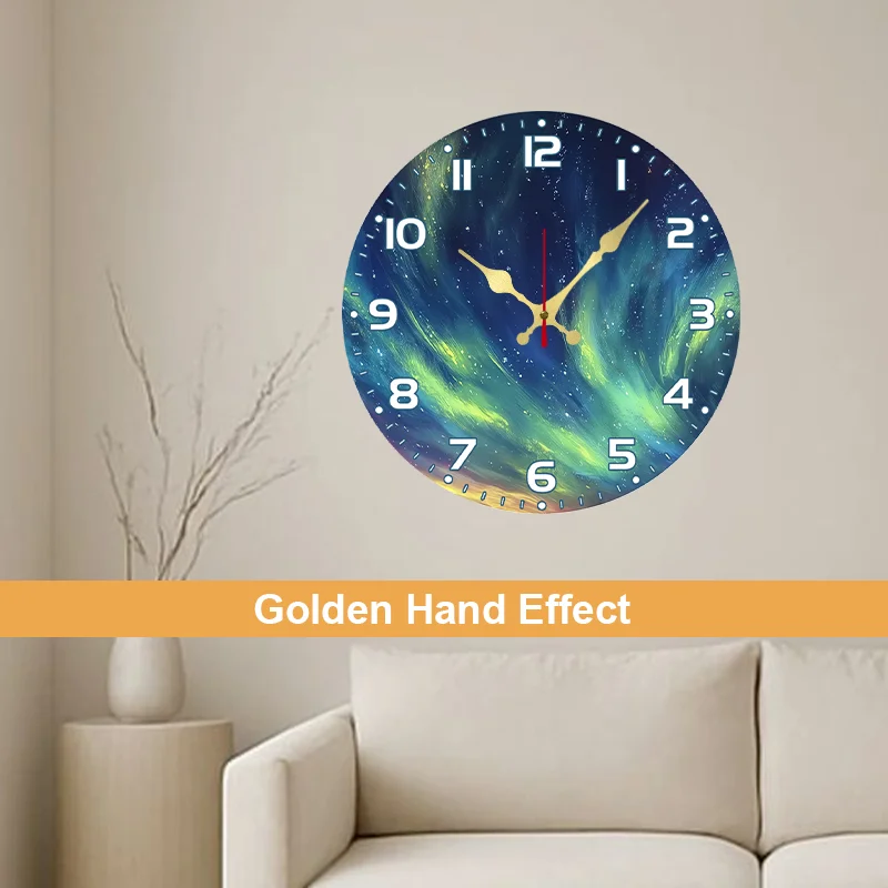 قطعة واحدة من ساعة الحائط الأكريليك المتوهجة في الظلام، نمط صائد الشمس بنفسك، موضوع أورورا الأخضر - 10 بوصات، مثالية للمنزل الحديث #5