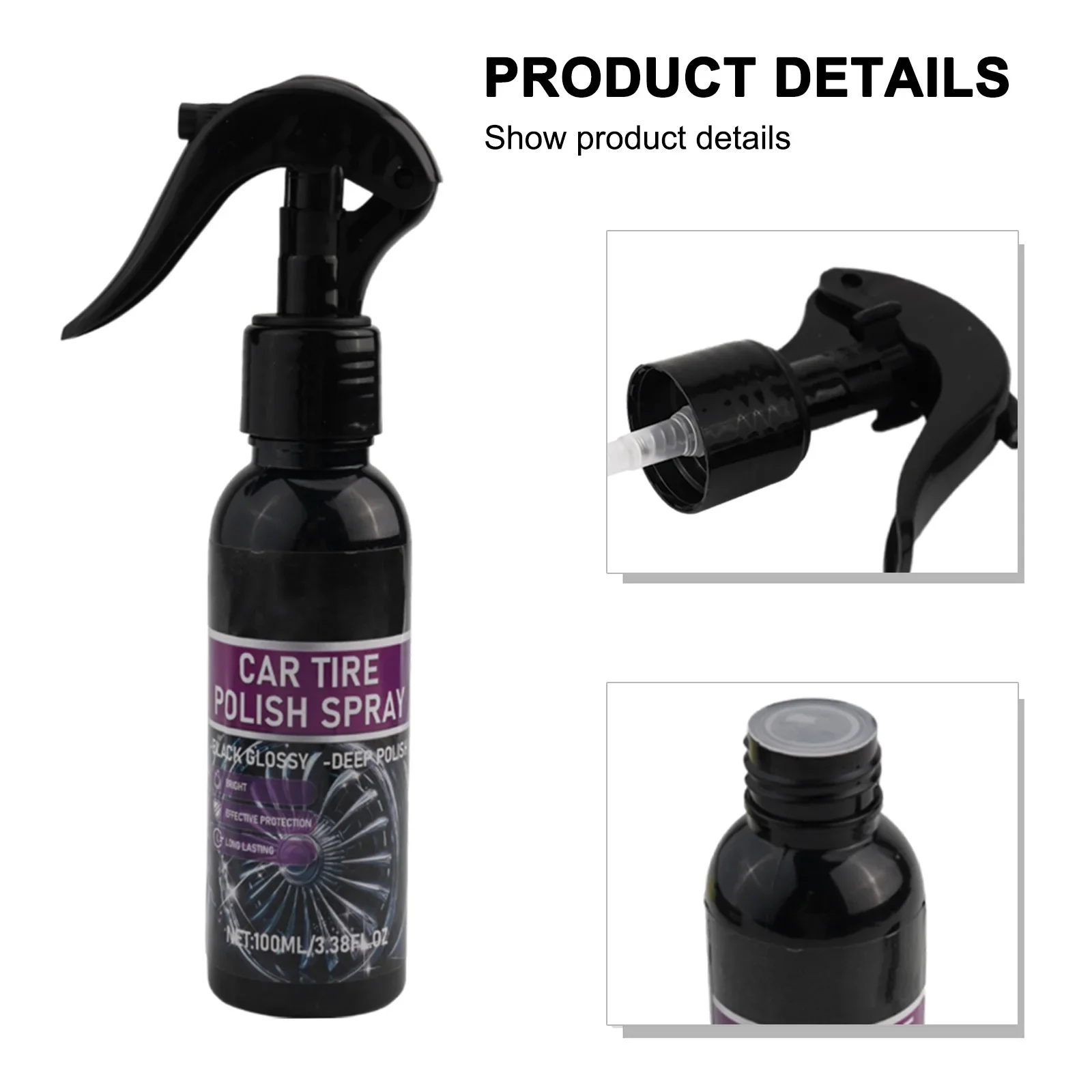 For Car Maintenance Tire Coating Auto Tire Polishing Purple Aging Protection Cracking Protection Long-lasting Gloss