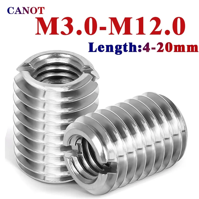 Slotted Inside Outside Thread Adapter Screw M2-12Wire 304 Stainless Steel Thread Insert Sleeve Conversion Nut Coupler Convey1244