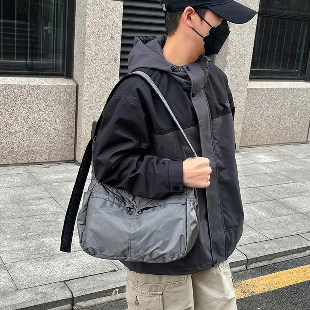 

Oxford Cloth Men's Crossbody Bag Solid Color Smooth Waterproof Shoulder Bag Adjustable Strap Multi Functional
