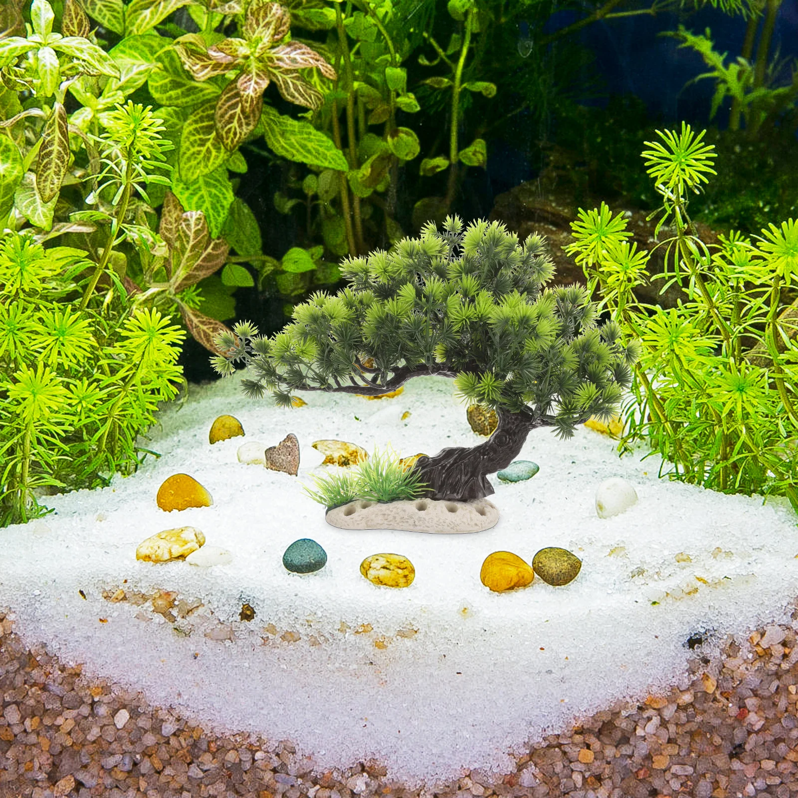 

Plastic Aquarium Pine Tree Artificial Plant Decorative Simulation Fish Tank Bonsai Ornament for Aquarium Reptile Terrarium