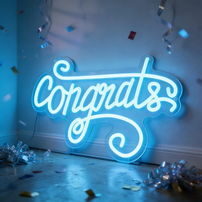 Congrats Neon Sign Dimmable LED Wall Light for Graduation Anniversary Event Game Room Party Living Room Festive Wall Decor Gift