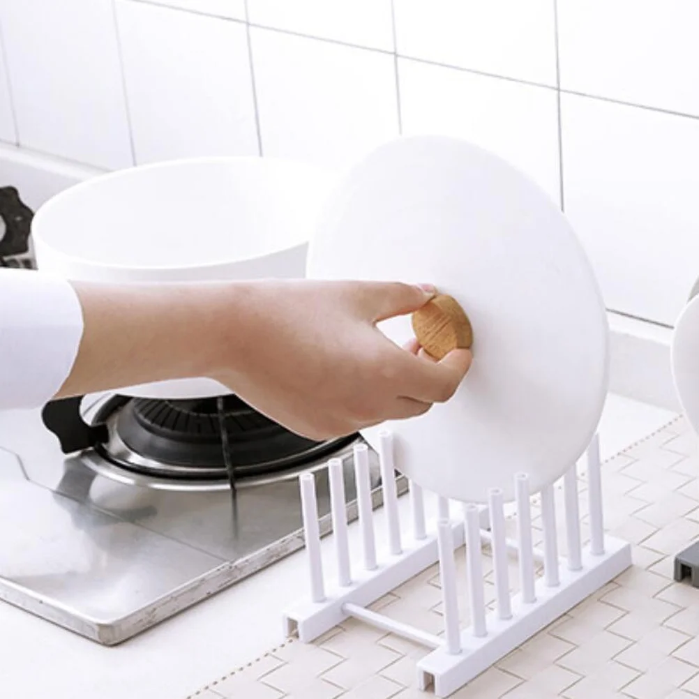 

2pcs Plastic Plate Rack Cutlery Storage Kitchen Organizer Bowl Pot Lid Holder Space Saving Draining Shelf For Home Use