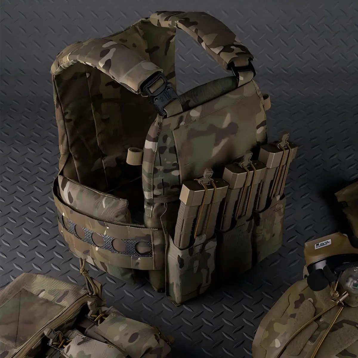 

V5 PC Plate Carrier Agile All-in-One Armor Platform Adjustable Vest with Quick Release Triple Mag Pouch 2PCS Item Sub Side Pouch