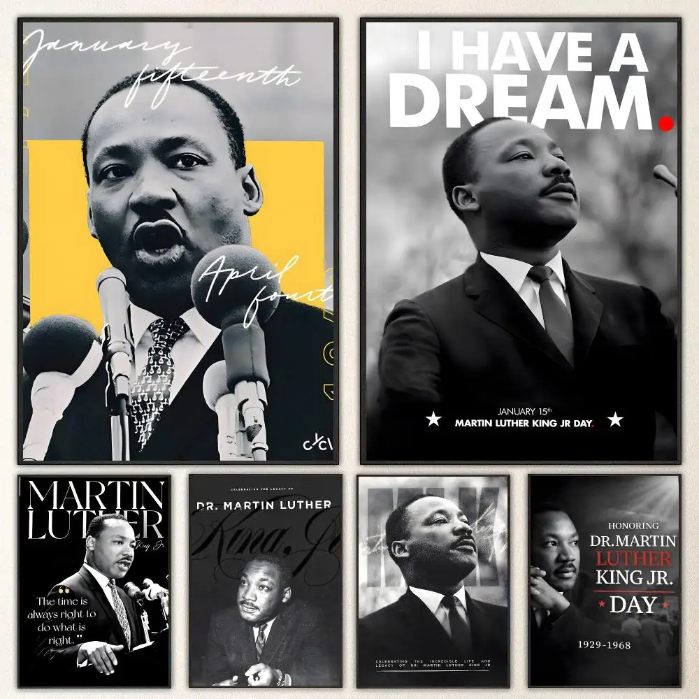Historical Figure Martin Luther King Jr.  Waterproof Peel‑and‑Stick Wall Sticker, Art Print for Bar Cafe Living Room Poster