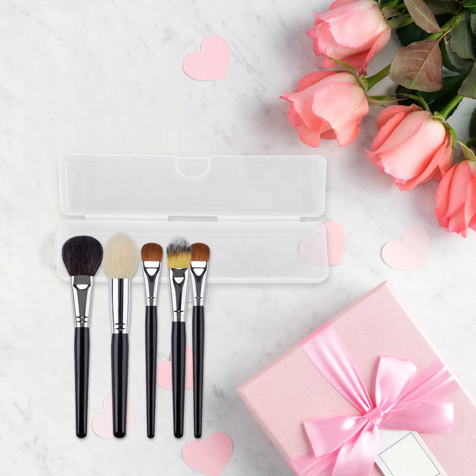 2 stuks reismake-upborstelhouder draagbare deksel organisator wenkbrauwpotlood eyeliner make-up borstel opbergdoos