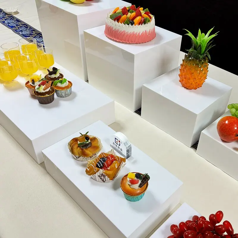 Factory Direct 2026 Acrylic Buffet Food & Dessert Stand Nesting Cube Boxes Risers for Wedding Party Catering & Display