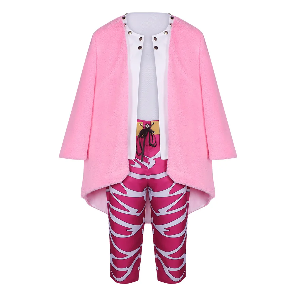 Adult Men Halloween Party Performance Donquixote Doflamingo Cosplay Pink Costume