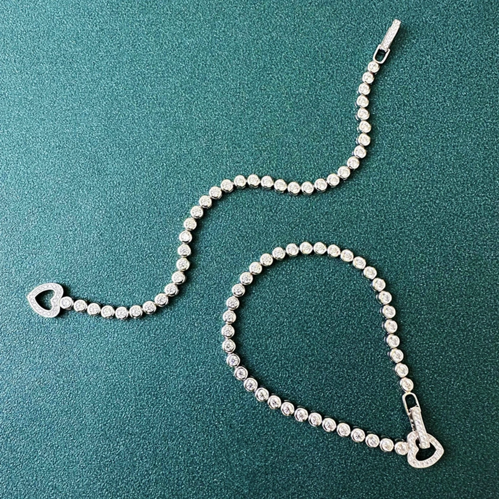 Vinregem Lab Created Sapphire Gemstone Sparkling 3MM Tennis Chain Bracelets for Women 100% 925 Sterling Silver Fine Jewelry Gift